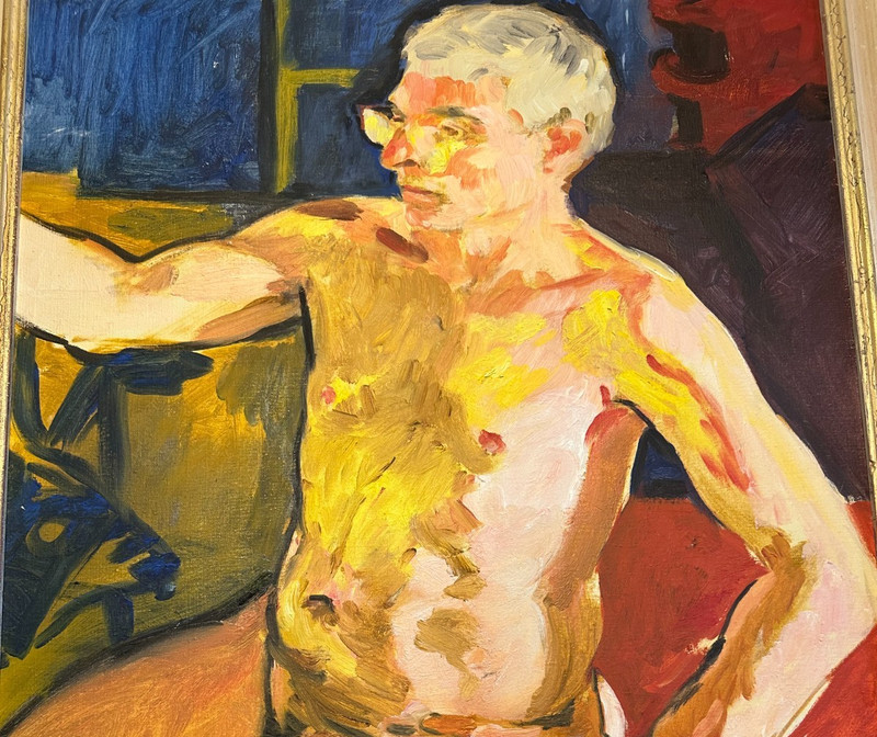 Vintage Expressionist Oil Painting Explicit Male Nude Figurative Study Frame 29″