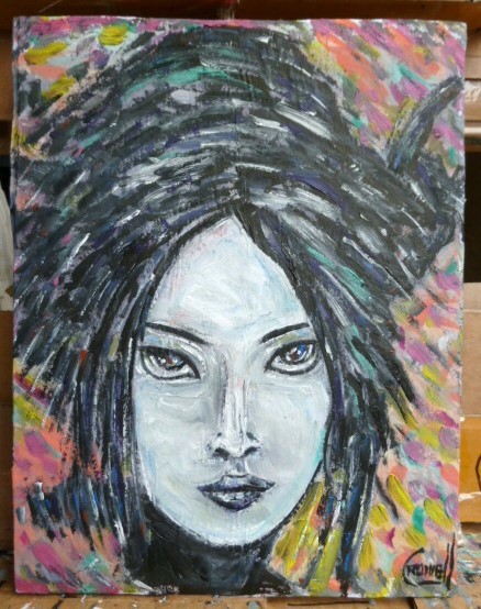 ONE AND ONLY woman portrait original 8×10 card panel oil painting by Crowell