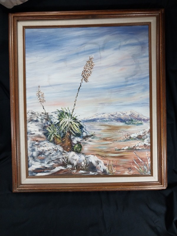Vintage Desert In Winter Painting On Canvas 24×28