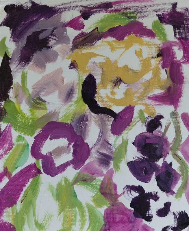 MONA VIVAR 14×11 Abstract Expressionism Painting – Contemporary Floral Art