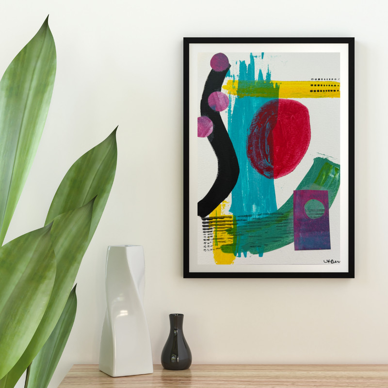 Contemporary Abstract Acrylic Art on 9×12 Watercolor Paper