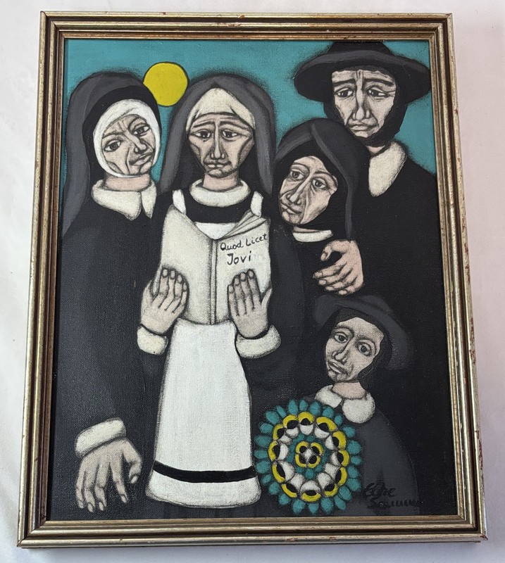 ELKE SOMMER oil painting on canvas ~ QUOD LICET JOVI religious sect ~ 15×19