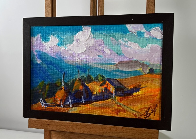 Acrylic Painting House In The Mountains M. Patskan Unframed Original nAAA4923 gallery