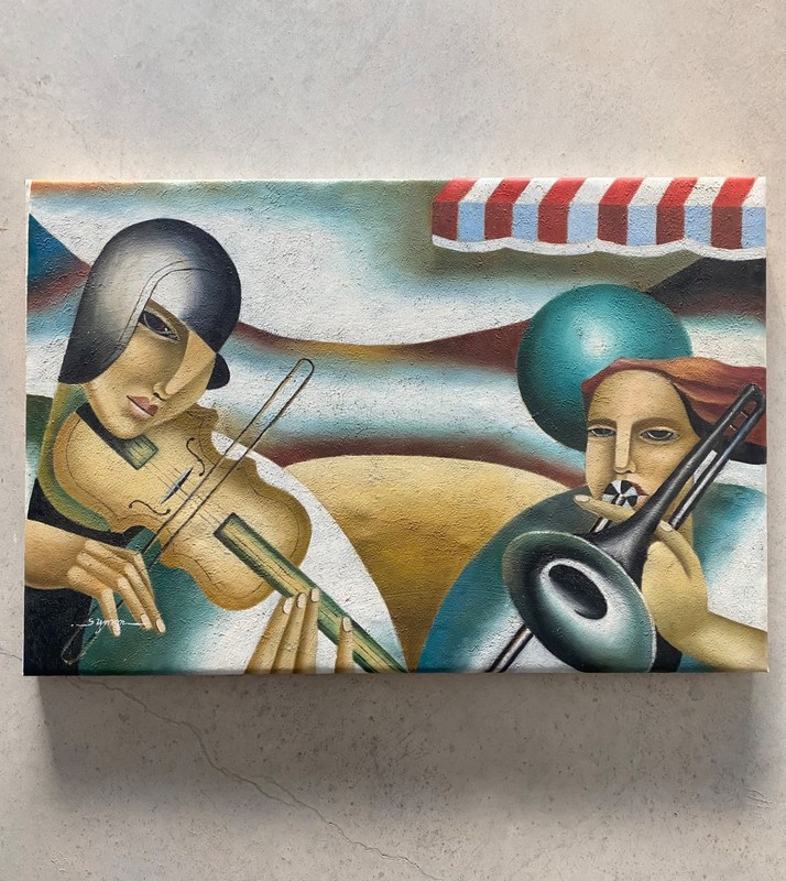 Fabio Hurtado El Circo Homage Art Deco Painting