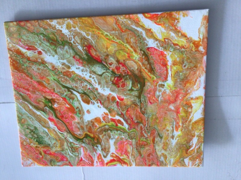 Abstract original one of a kind acrylic painting on canvas panel – Coral