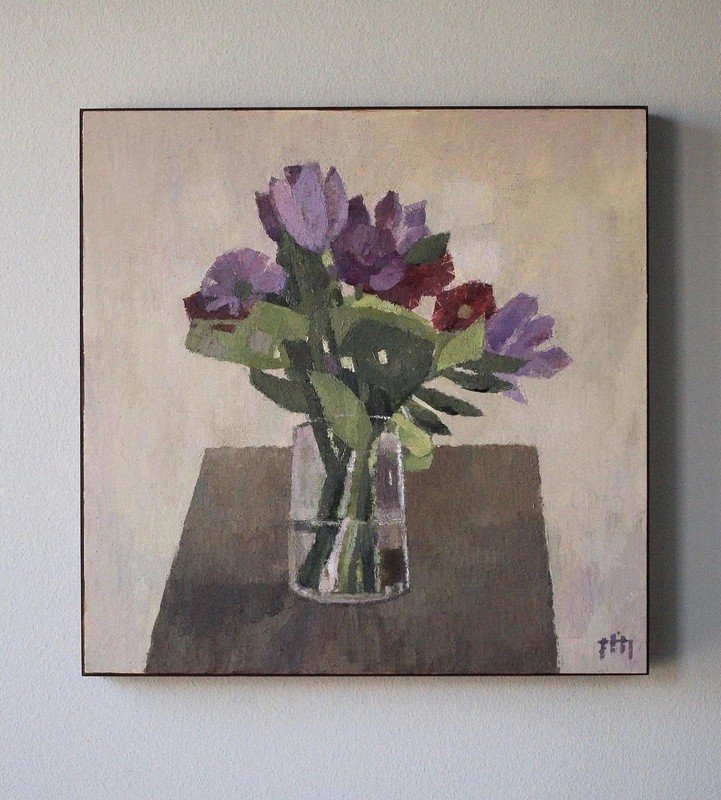 Silk Glow 12×12 original oil painting flower bouquet fine art home interior