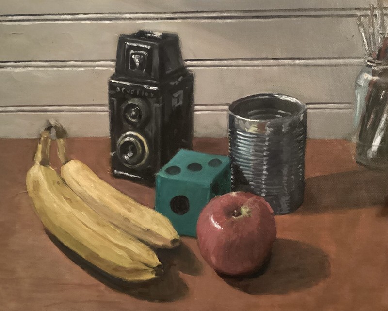 Still Life With Camera And Can – Original Oil Painting