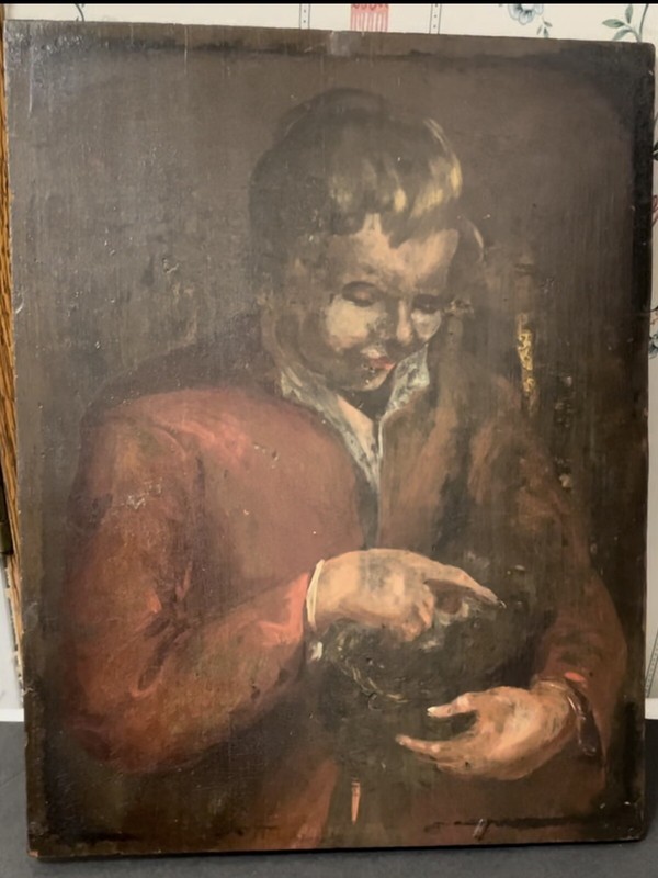 “Sweet Boy With His Kitten,” Dutch 17th Century Old Master, Artist Unknown,9x11” gallery