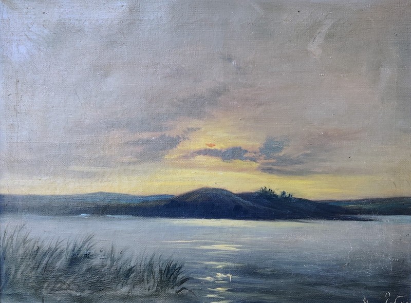 Hugo Petersen (1876-1962): SUNRISE OVER THE BAY original oil painting gallery