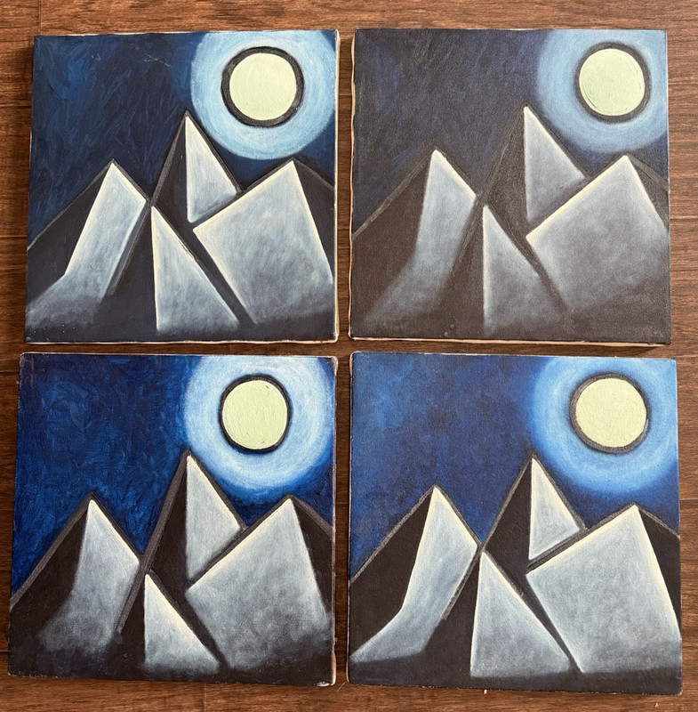 Vintage Estate sale Abstract Geometric Oil on Canvas Folk art?