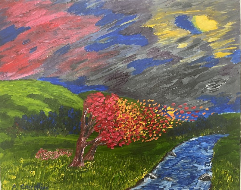 30 x 24 acrylic storm landscape painting on canvas by A. Castellino, OOAK