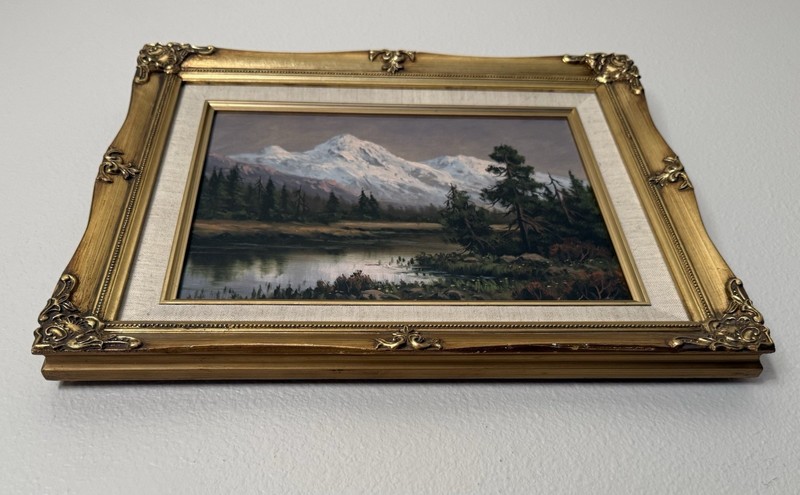 Original HEINIE HARTWIG Oil Painting "Early Spring by the Lake" 9x12 Framed gallery