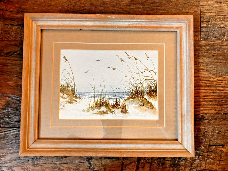 Framed Rita Smith Watercolor Painting Beach Shore Columbia SC 11 1/2" x 9 1/2" gallery