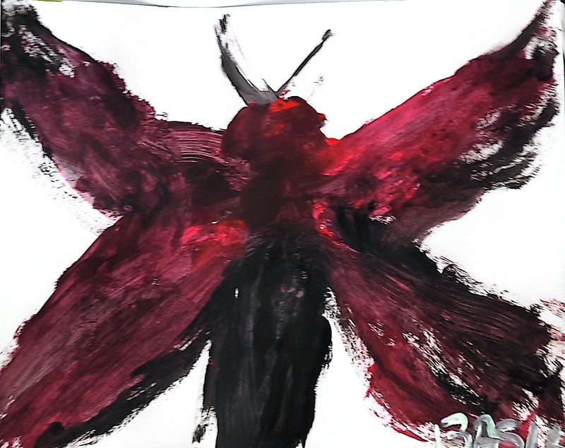 Buttefly At Dusk Vibrant Abstract Expressionism Gallery Paper Painting 11×14