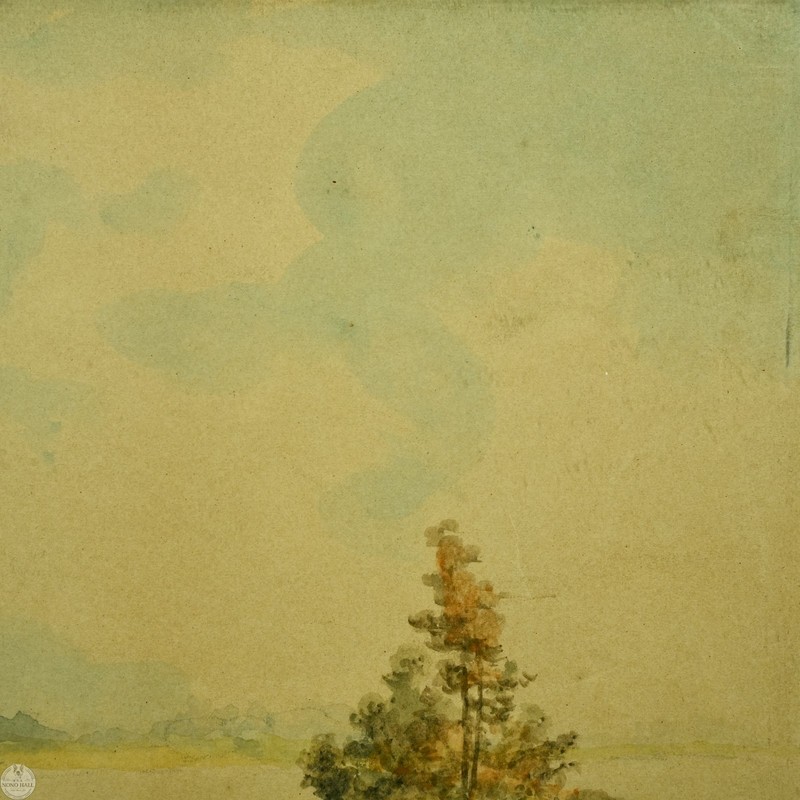 Antique Original Landscape Watercolor "Wooden Landshore" By Arthur W. Moore gallery