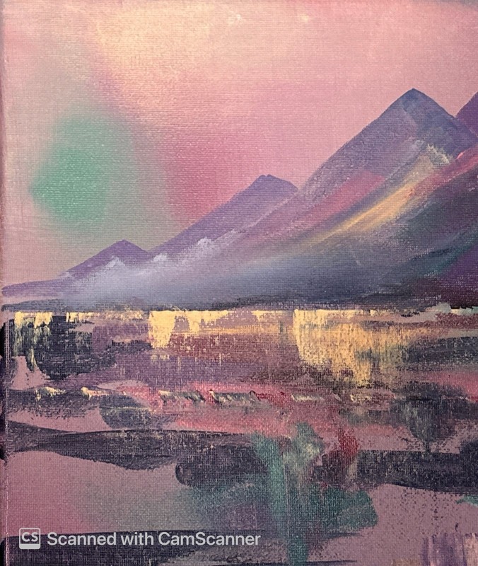 Purple Mountain Majesty Original Acrylic Painting 14x11 Signed Canvas Art gallery
