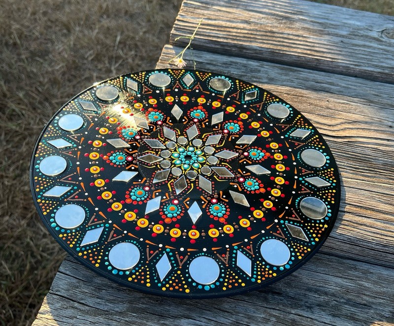 Hand Painted Mirror Art On Vinyl Record Wall Decor Art gallery