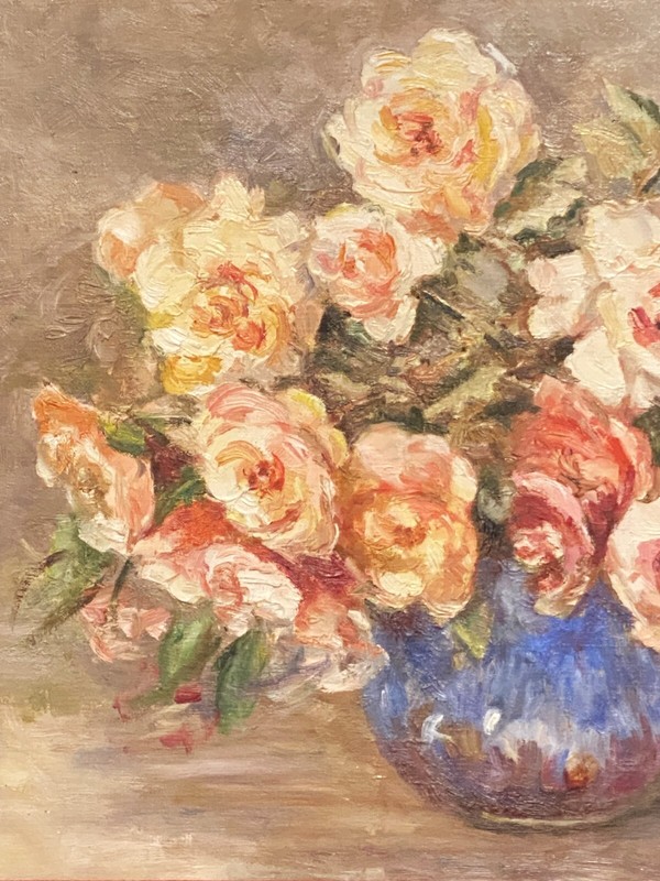 VTG c.1930's Original Textured O/B Still Life "Roses In Vase" Signed A. Payane! gallery