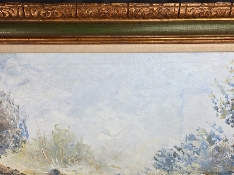 Manuel Munoz Merida, Spain original landscape w river oil painting 36" x 24" gallery