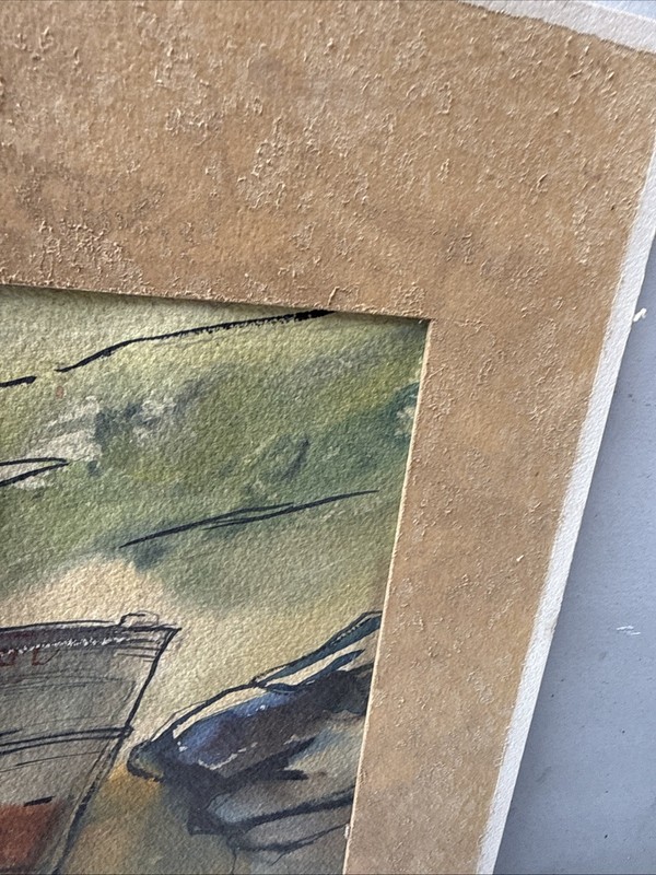 Original Signed Watercolor Boat Nautical Landscape 14”x20” Signed / Dated ‘62 gallery