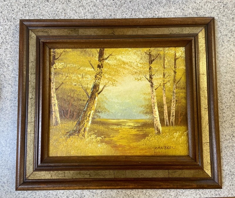 Phillip Cantrell Landscape Fall Trees Oil Painting 14 x 12 Framed Signed Canvas
