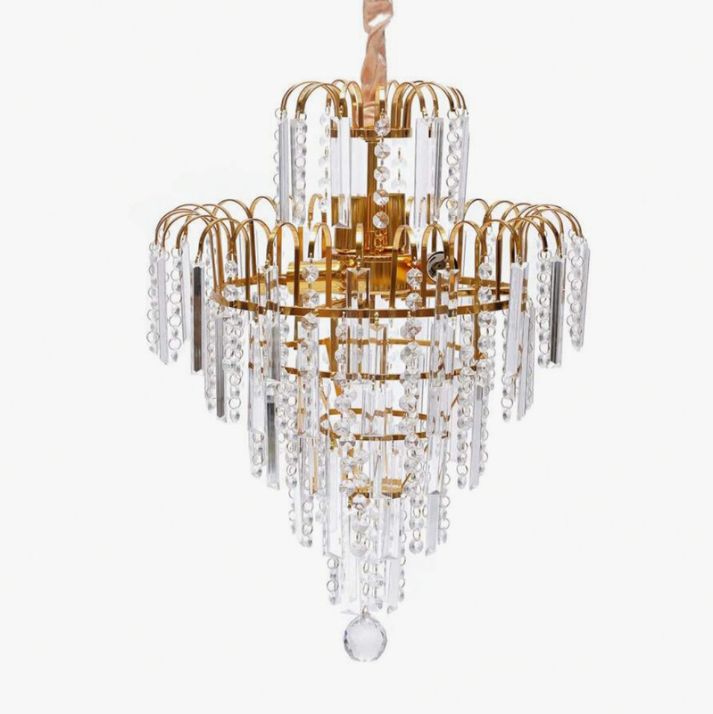 Lámpara de Techo de Cristal Dorada de Lujo | Candelabro Elegante para Casa gallery
