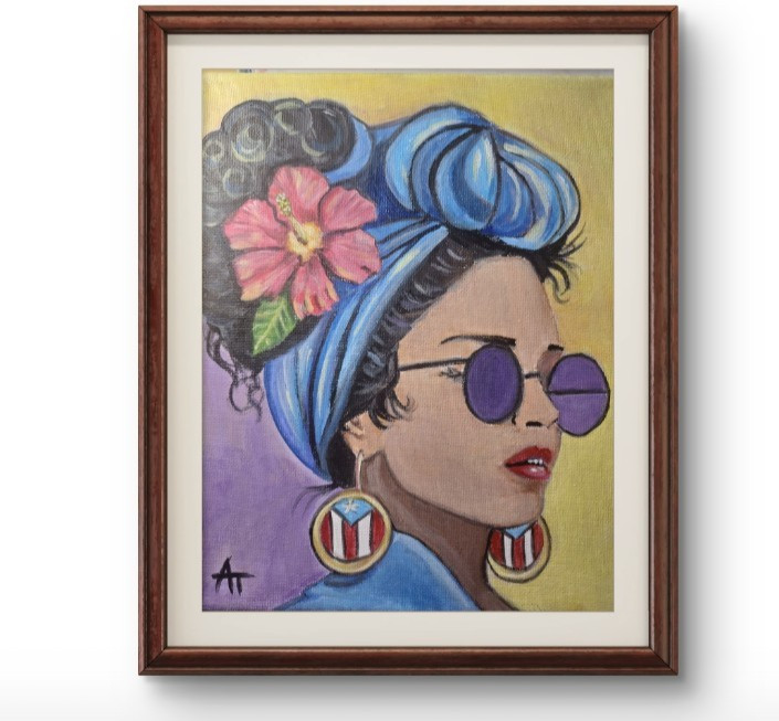 Hispanic Woman 8×10 Stretched Canvas acrylic Painting