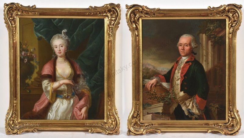 Emanuel Handmann (1718-1781) «Portraits of husband and wife», two oil paintings