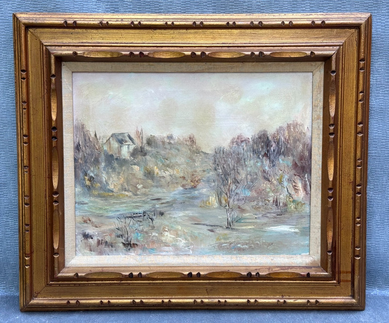 MARY BUCKLIN VINTAGE OIL PAINTING RIVER LANDSCAPE GREENWICH CT MABU DEVEREUX ART
