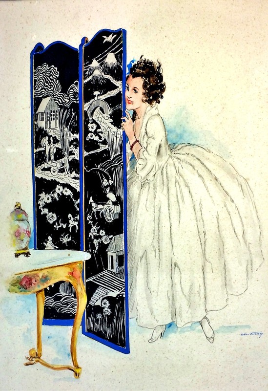 PORTRAIT OF LADY. WATERCOLOR ON PAPER. OPI-VILEY (OPISSO?). SPAIN. CIRCA 1920