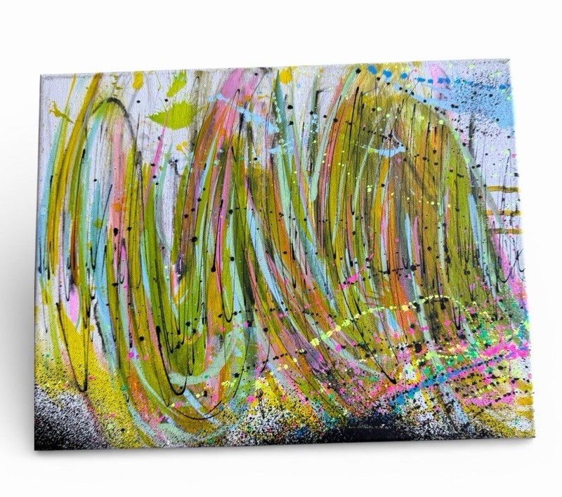 Original Abstract Acrylic Painting on Canvas Neon Drip Art Modern Wall Art