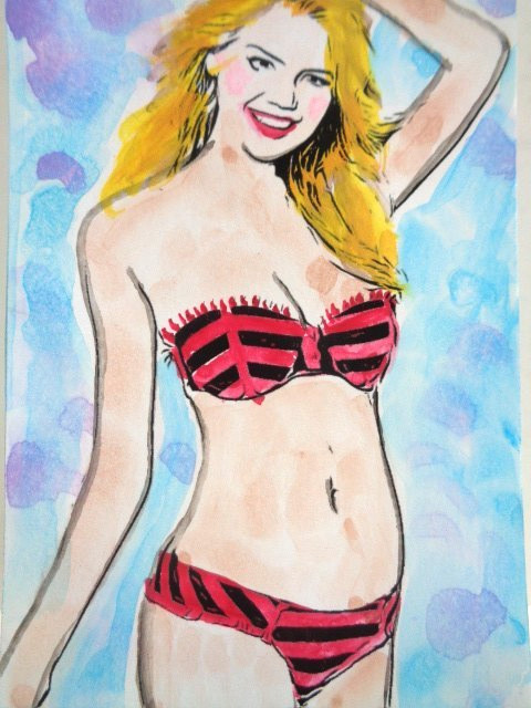 ACEO Women In Art – MODEL KATE UPTON Painting ART
