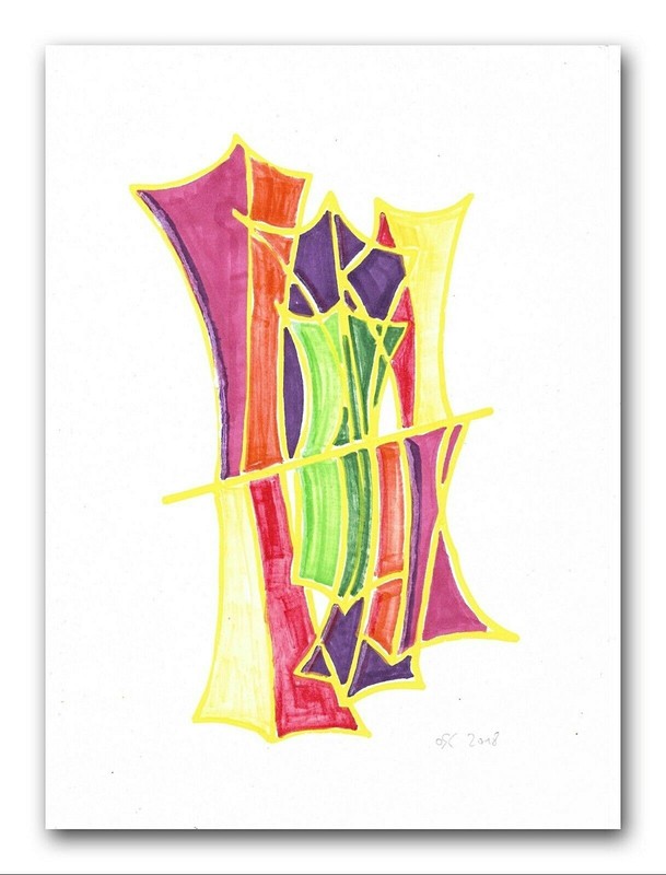 PICTURE – BIG CITY – ORIGINAL HAND PAINTED UNIQUE PAINTING ON PAPER