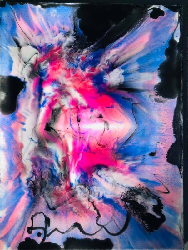 Abstract Painting – 1-OFF Acrylic and Hi-Gloss Epoxy Resin on Canvas by JDouglas