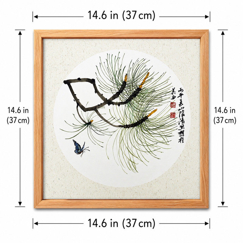 Hand Painted Chinese Pine Tree Painting Framed Original Asian Wall Art gallery