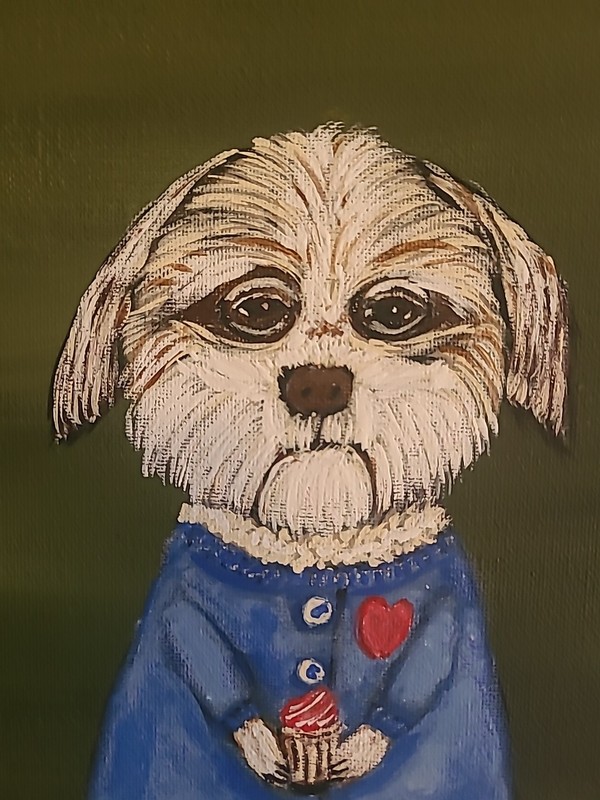 11x14 Canvas Panel Dog Shihtzu Painting Janet Smith My Favorite Things Puppy Toy gallery