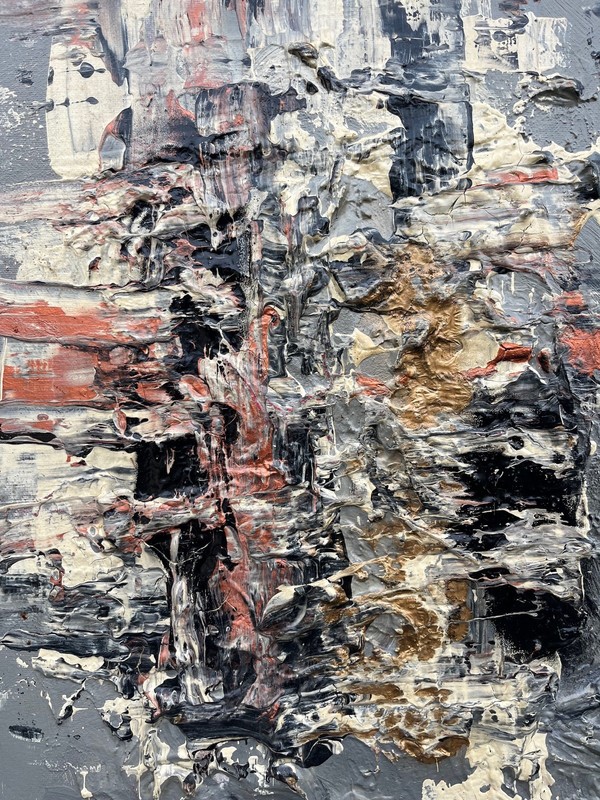 Abstract Composition Danish Mid-Century Vintage Modern Art Oil Painting 84x64cm gallery