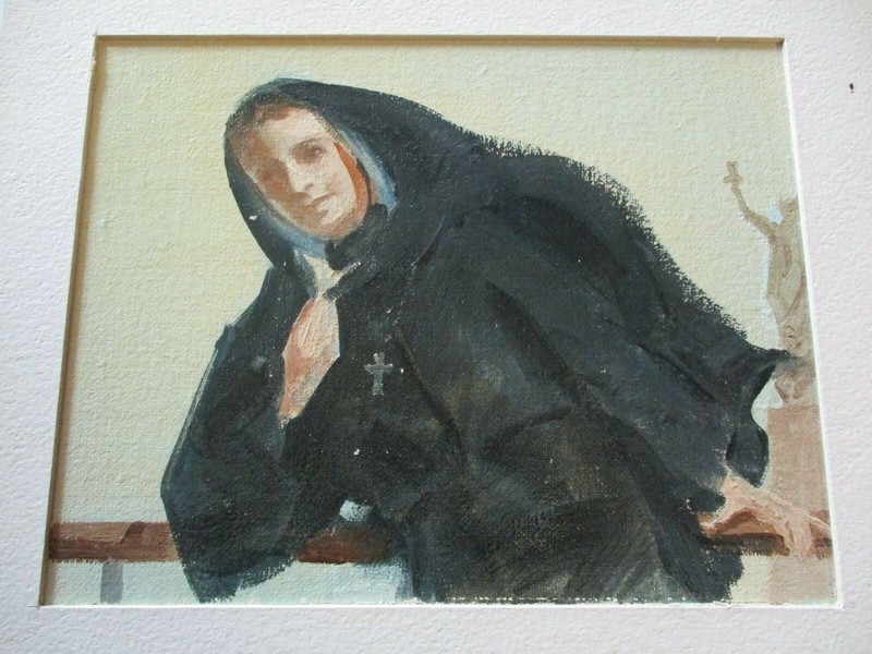 VINTAGE ICON PORTRAIT OIL PAINTING RELIGIOUS COLLECTION LISTED AMERICAN ARTIST