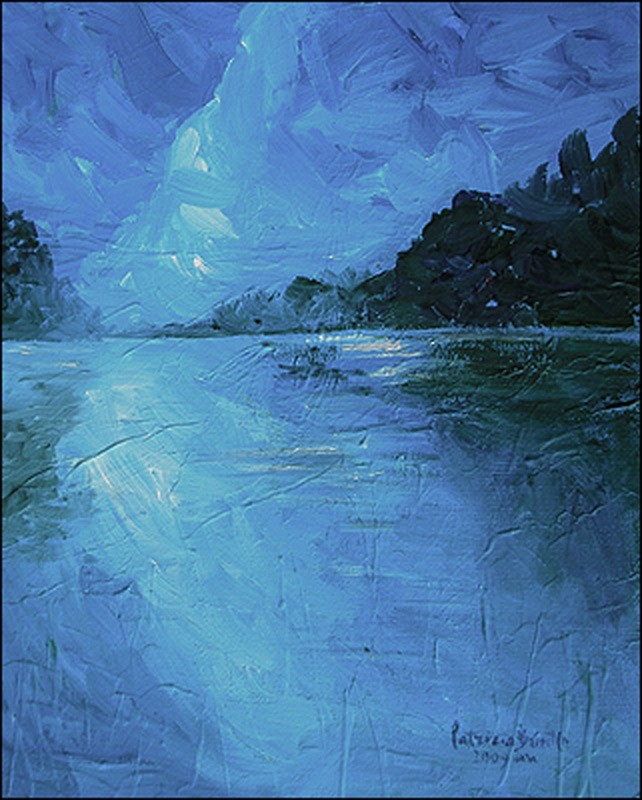Haitian Art – An Innocent Moon by Pat Brintle 8×10 in. acrylic on artistboard