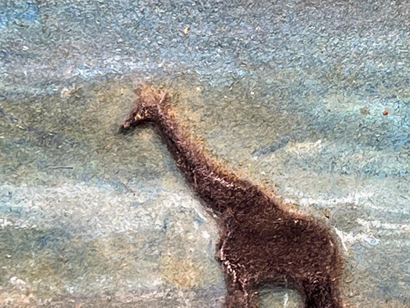 Vintage MDF Wood Panel Carving African Landscape Painting Giraffe Africa Art gallery
