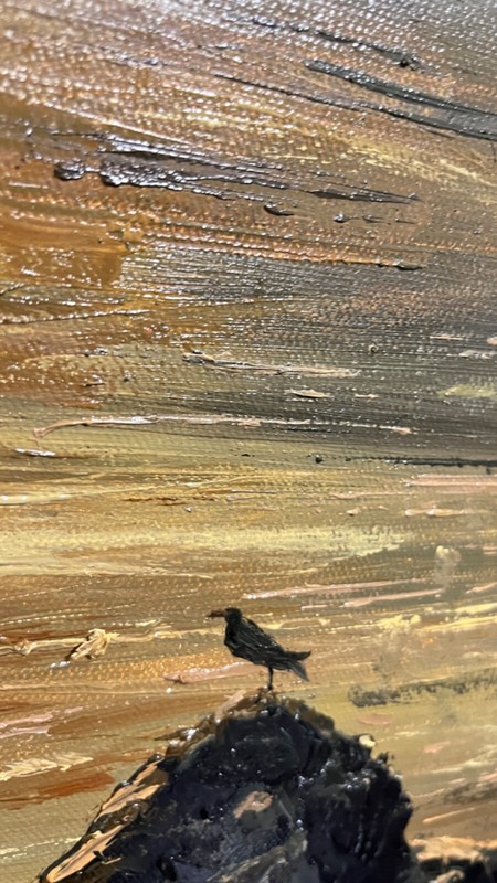 Large Dramatic Dark Sky & Ocean Original Oil Painting | LARGE 47x 32 inch art gallery
