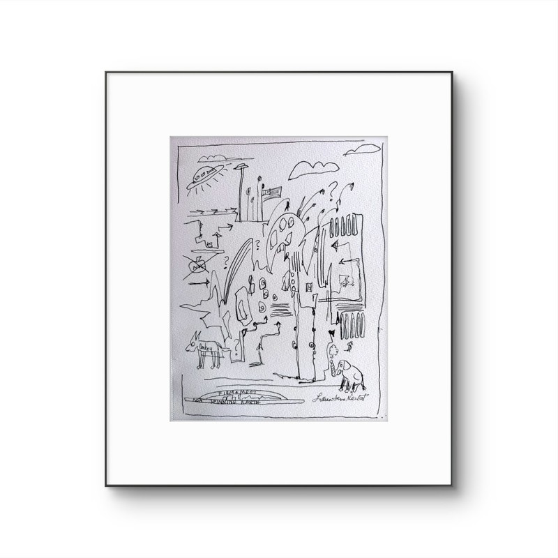 World State 9″x12″Original Paper Ink World Comfusion Home Decor Art