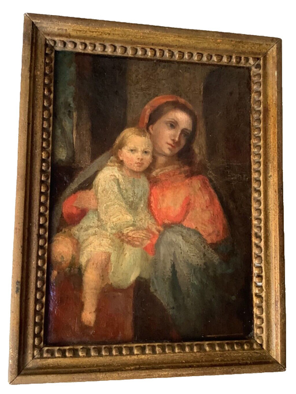 19th Century Manner Eugene Delacroix Religious Madonna Child French Oil Canvas gallery