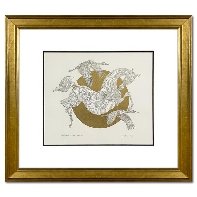 Guillaume Azoulay signed original art, framed and letter of authenticity. Horses