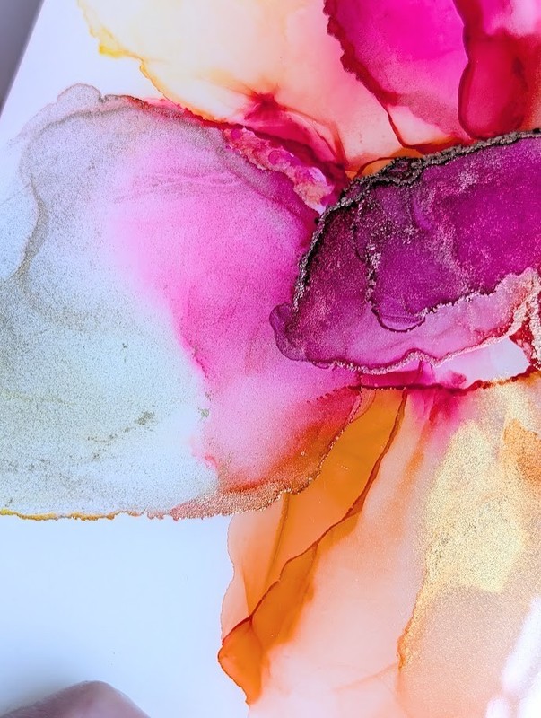 One* Original Abstract Alcohol Ink Painting on Wood w/ Resin Coated Wall Art 10" gallery