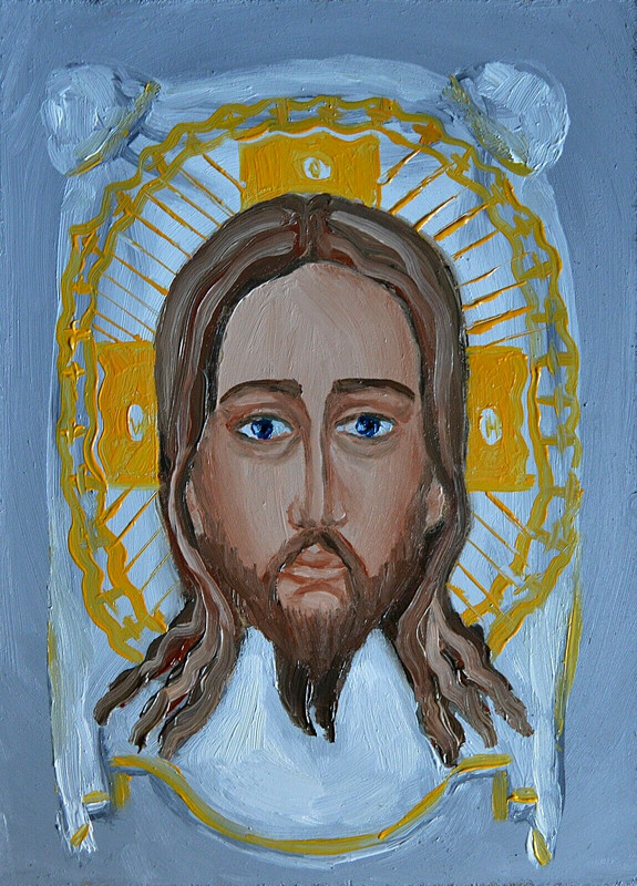 Icon Jesus Christ Image Portrait Jesus Painting Icon Oil Original Artwork 7×5 in