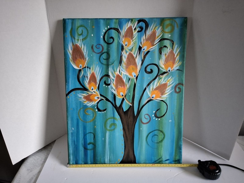 Swirly tree painted art canvas . Very unique piece