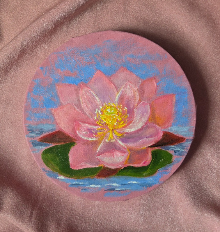 Water Lily Birth Flower – July– Round Floral Artwork Birthday Gift