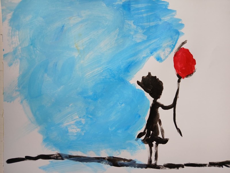 Expressionism/Abstract 9 x 12" Balloon Girl Colorful Street Art Painting gallery