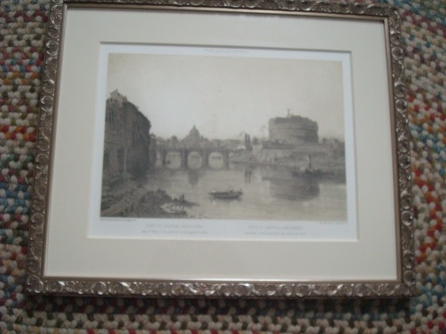 Félix Benoist Lithograph “Rome dans sa Grandeur” Ponte e Castello Sant Angelo